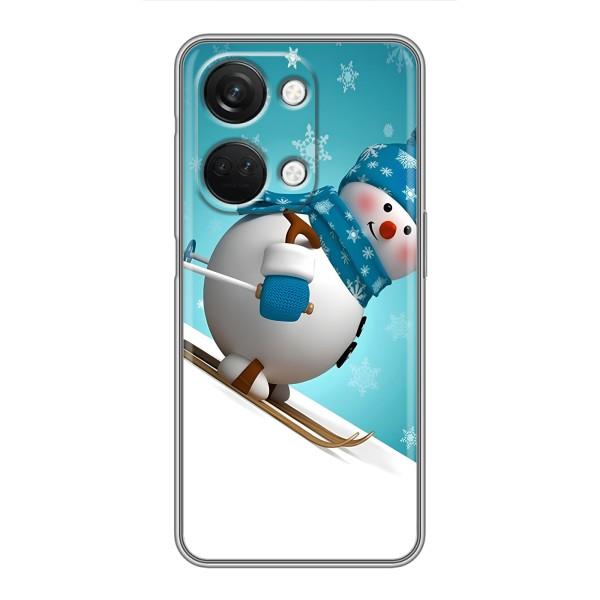 Новогодние Чехлы для ВанПлас Норд 3 5G (VPrint) – Снеговик на лыжах