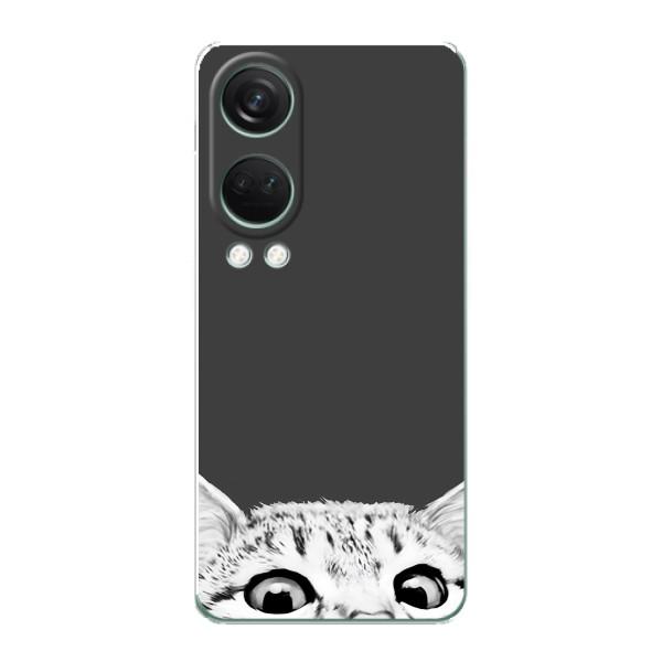 Чехол на ВанПлас Норд 4 с Котами (VPrint) – Выглядывает кот