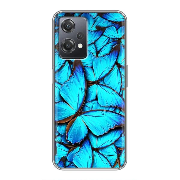 Чехол с принтом для ВанПлас Норд СЕ 2 5G - (Прикольные) (AlphaPrint) – Синие бабочки