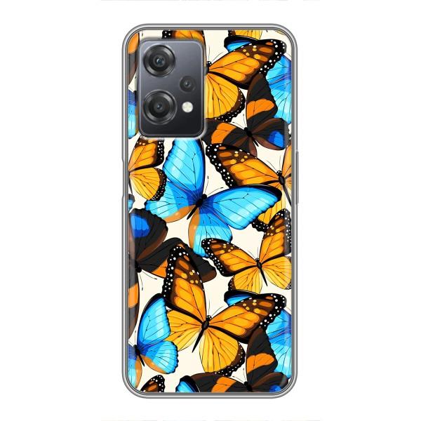 Чехол с принтом для ВанПлас Норд СЕ 2 5G - (Прикольные) (AlphaPrint) – Яркие бабочки