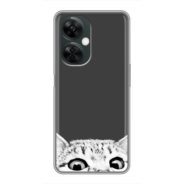 Чехол на ВанПлас Норд СЕ 3 Лайт с Котами (VPrint) – Выглядывает кот