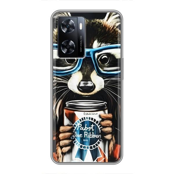 Чехол с принтом для ВанПлас Норд 20СЕ - (Прикольные) (AlphaPrint) – Енот с банкой