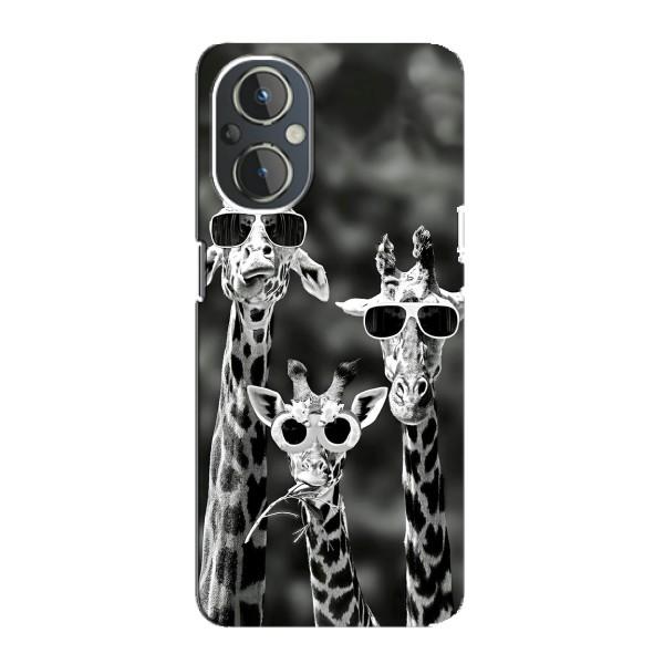 Силиконовый чехол с КАРТИНКАМИ лето для OnePlus Nord N20 (AlphaPrint) – Жирафы в очках