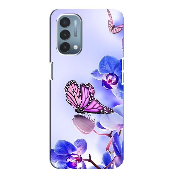 Чехлы с Цветами для OnePlus Nord N200 5G (DE211) (VPrint) – Бабочка на цветочке