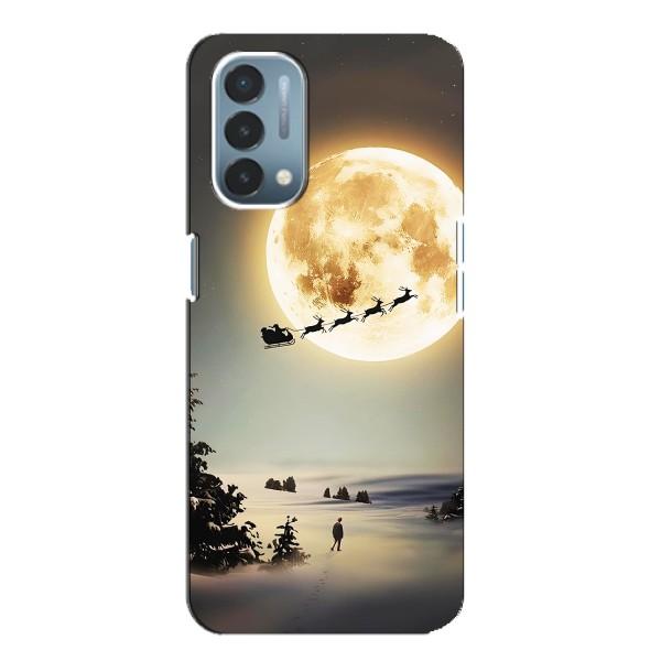 Новорічні, Святкові Чохли для OnePlus Nord N200 5G (DE211) - 2024 год – Санта на місяці