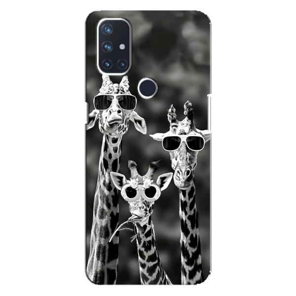 Силиконовый чехол с КАРТИНКАМИ лето для OnePlus Nord 10 5G (AlphaPrint) – Жирафы в очках
