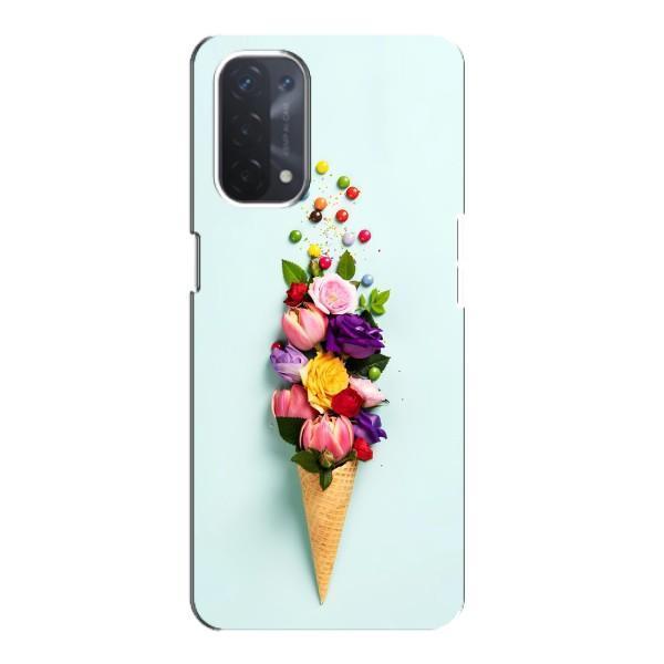 Чехлы с тематикой "ЦВЕТЫ" на Oppo a74 (5G) – Цветок-мороженное