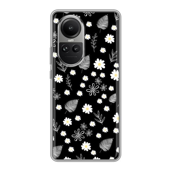 Чехлы с тематикой "ЦВЕТЫ" на Oppo Reno 10 Pro – цветение на чорном