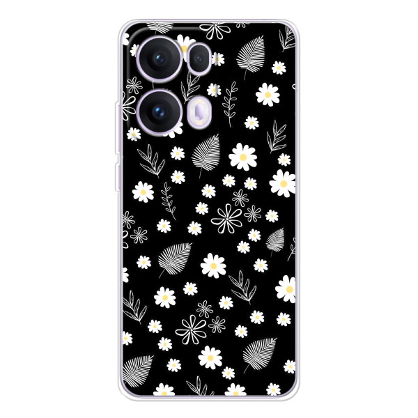 Чехлы с тематикой "ЦВЕТЫ" на OPPO Reno 13 Pro 5G – цветение на чорном