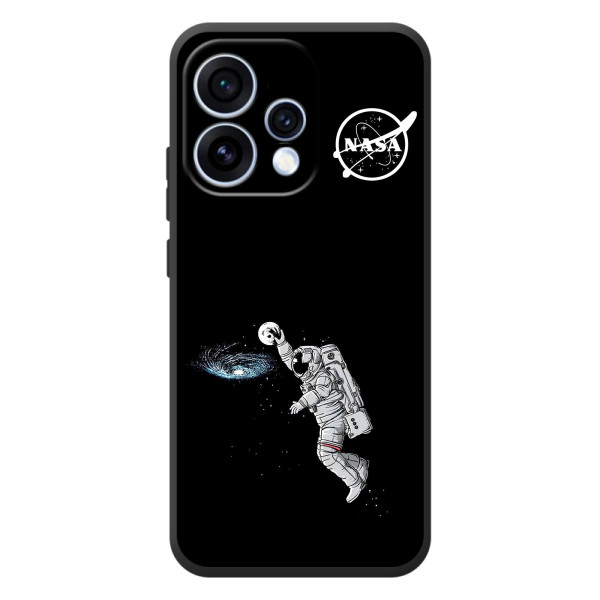 Силиконовый бампер с принтом "Наса" на OPPO Reno 15 – Космонавт баскетболист