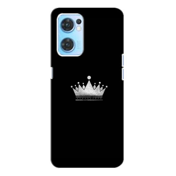 Чехол (Корона на чёрном фоне) для Оппо Рено 7 (4G) – Белая корона