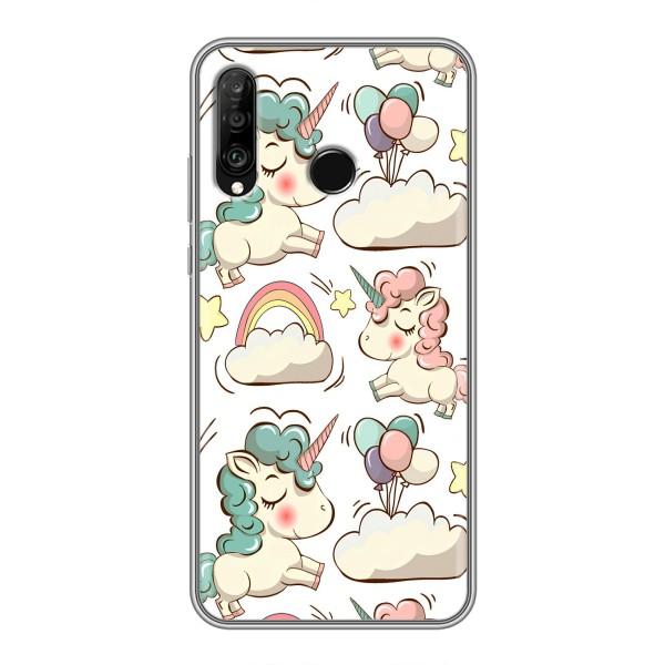 Чохол для Хуавей P30 Лайт / Нова 4е - (Єдинорожки - Новинки) (AlphaPrint) – Єдиноріжки