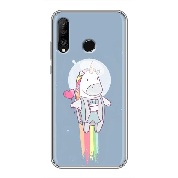 Чехол Unicorn на Huawei P30 Lite – Единорог космонавт