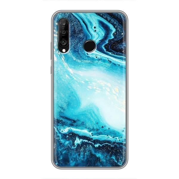 Мраморний чехол на Huawei P30 Lite (VPrint) – Блакитний мрамор