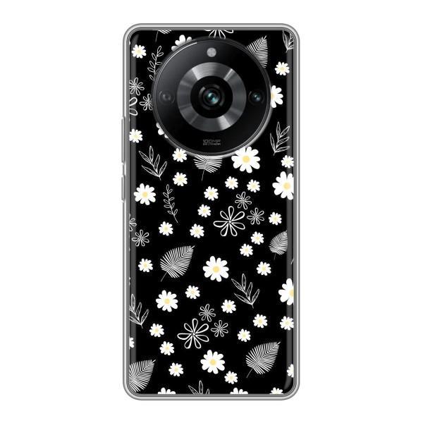 Чехлы с тематикой "ЦВЕТЫ" на Realme 11 Pro – цветение на чорном