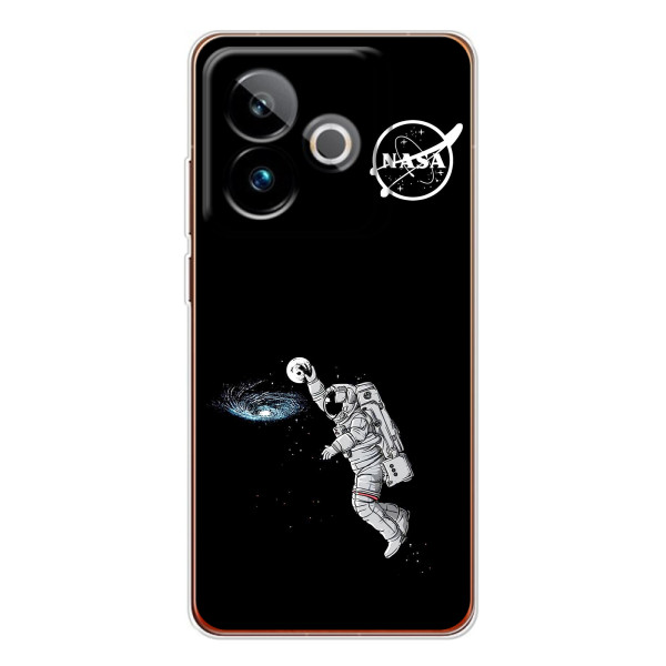 Силиконовый бампер с принтом "Наса" на Realme GT 7T – Космонавт баскетболист