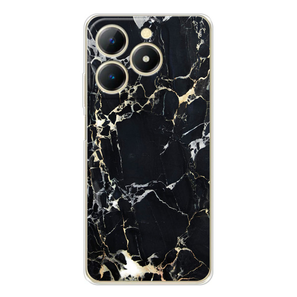Чехол с текстурой Мрамора на Реалми Ноты 70 – Чёрный мрамор