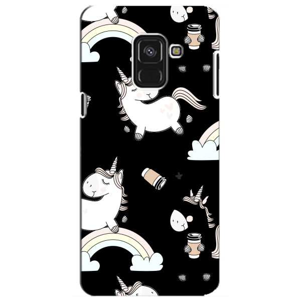Чехол Unicorn на Samsung A8 Plus,  A730F – Единорог с кофе