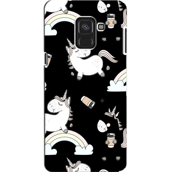 Чехол Unicorn на Samsung A8, A8 2018, A530F – Единорог с кофе