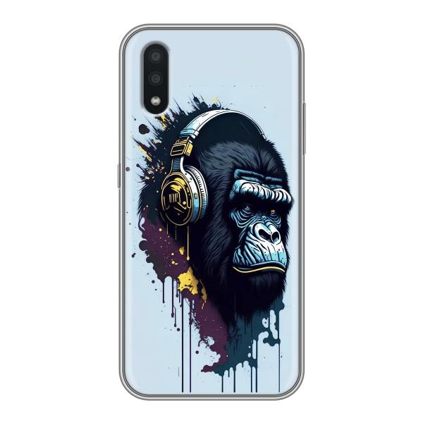 Чехол с Обезьянами Samsung Galaxy A01 Core - (AlphaPrint) – Горилла в наушниках