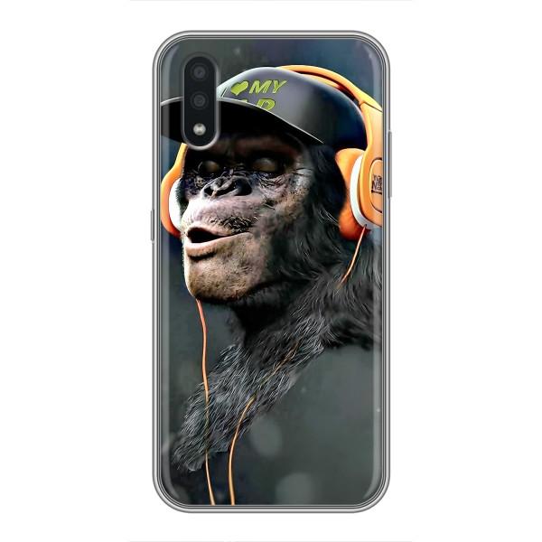 Чехол с Обезьянами Samsung Galaxy A01 Core - (AlphaPrint) – В наушниках
