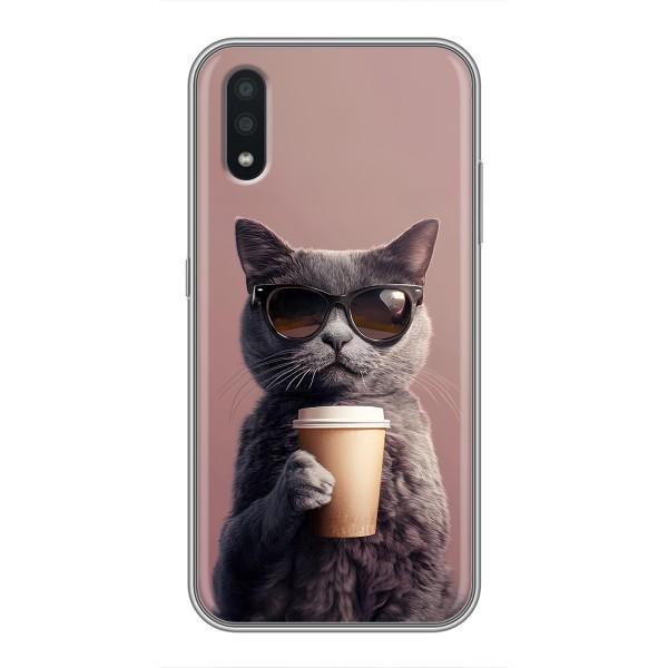 Чохол з принтом стильні тварини для Самсунг Галаксі А01 Кор – Кіт з кавою
