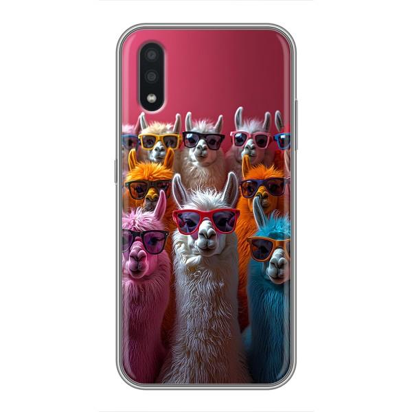 Чохол з принтом стильні тварини для Самсунг Галаксі А01 Кор – Лами в окулярах