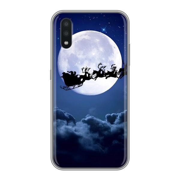 Новогодние Чехлы для Самсунг А01 Кор (VPrint) – Санта - луна