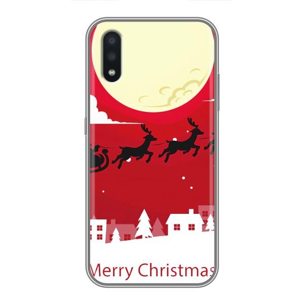Рождественские Чехлы для Samsung Galaxy A01 Core (VPrint) – Санта с оленями