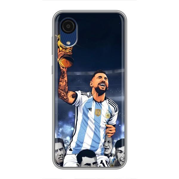 Чехлы для Samsung Galaxy A03 Core (Leo чемпион) (AlphaPrint) – Месси с кубком