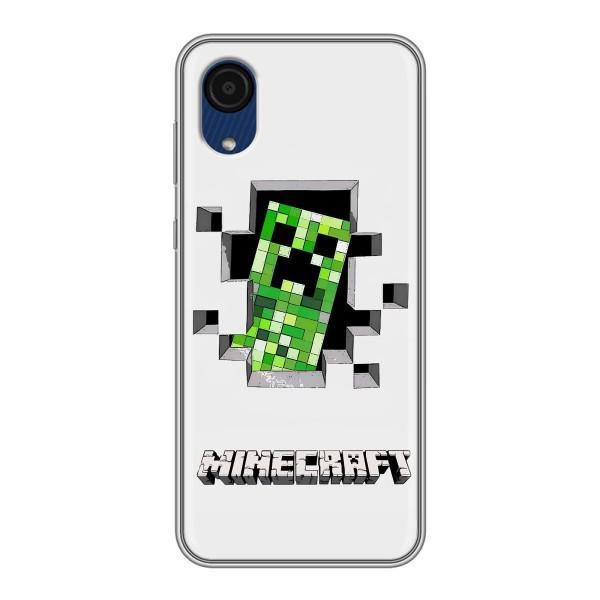Чехол Майнкрафт на Samsung Galaxy A03 Core (AlphaPrint) Minecraft – крипер Майнкрафт