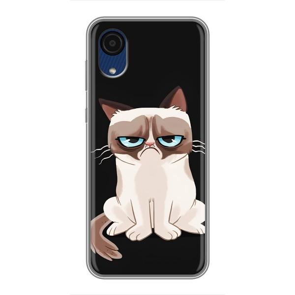 Чехол с принтом для Samsung Galaxy A03 Core (AlphaPrint) Модные коты – Грустный кот