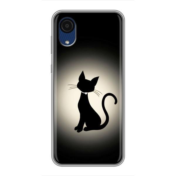 Чехол с принтом для Samsung Galaxy A03 Core (AlphaPrint) Модные коты – Силуэт котика