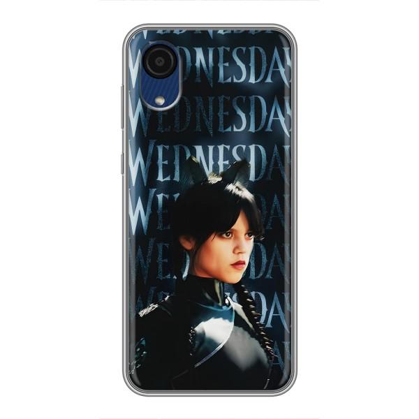 Чехлы Венсдей на Samsung Galaxy A03 Core Уэнсдей (AlphaPrint) – Уэнздей кошка