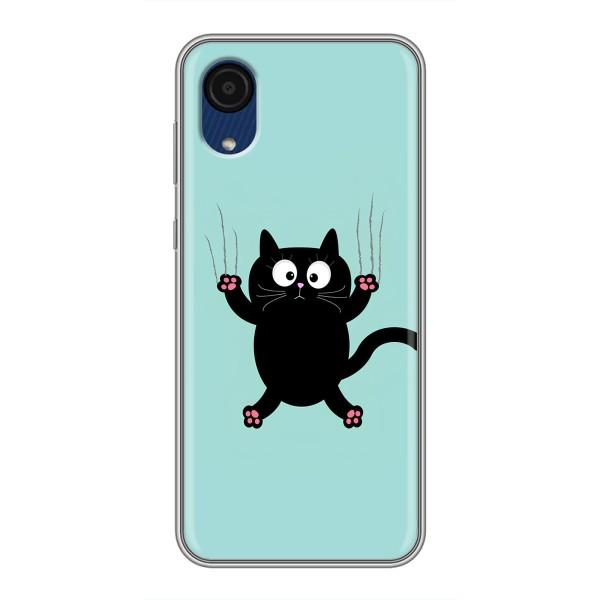 Чехол с милыми котиками на Самсунг А03 Кор – Черный кот
