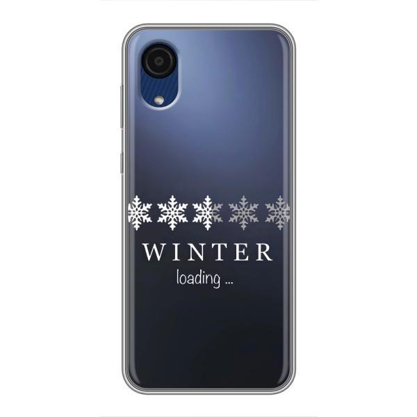 Зимні Чохли для Samsung Galaxy A03 Core - прозорий фон – Winter loading