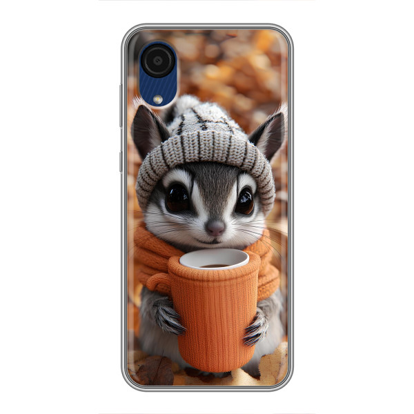 Печатный чехол «Зверята с кофе» для Samsung Galaxy A03 Core – Грызунчик с кофе