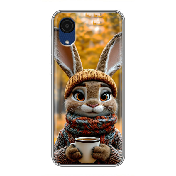Печатный чехол «Зверята с кофе» для Samsung Galaxy A03 Core – Зайчик с кофе