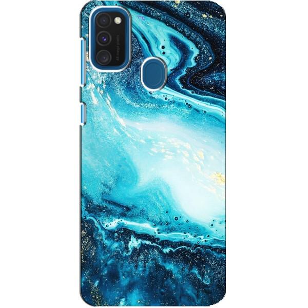 Мраморный чехол на Samsung Galaxy A21s (VPrint) – Голубой мрамор