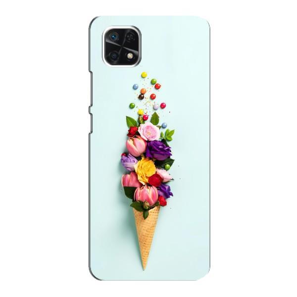 Чехлы с тематикой "ЦВЕТЫ" на Samsung Galaxy A22 5G – Цветок-мороженное