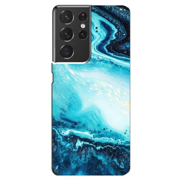 Мраморный чехол на Samsung Galaxy S21 ultra (VPrint) – Голубой мрамор