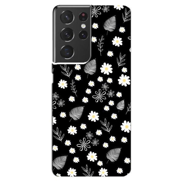 Чехлы с тематикой "ЦВЕТЫ" на Samsung Galaxy S21 ultra – цветение на чорном