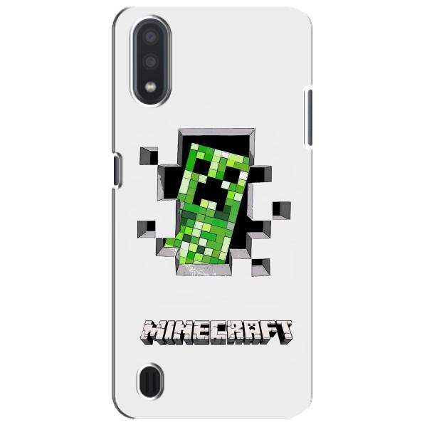 Чехол Майнкрафт на Sansung Galaxy M01 Core (A013F) (AlphaPrint) Minecraft – крипер Майнкрафт