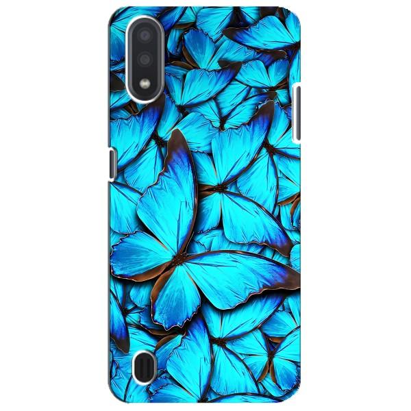 Чехол с принтом для Самсунг М01 Кор - (Прикольные) (AlphaPrint) – Синие бабочки