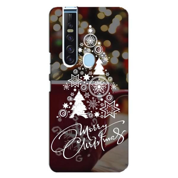 Рождественские Чехлы для TECNO Camon 15 Pro (VPrint) – Елочка узорная