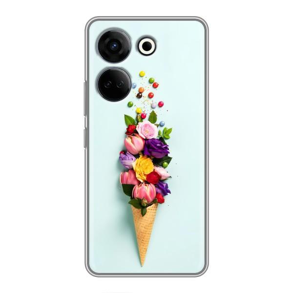 Чехлы с тематикой "ЦВЕТЫ" на Tecno Camon 20 Pro – Цветок-мороженное