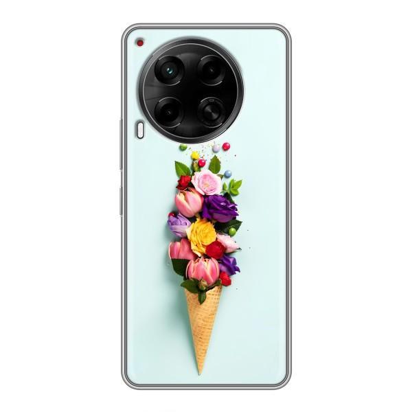 Чохли з тематикою "КВІТИ" на Tecno Camon 30 (CL6) – Квітка-морозиво