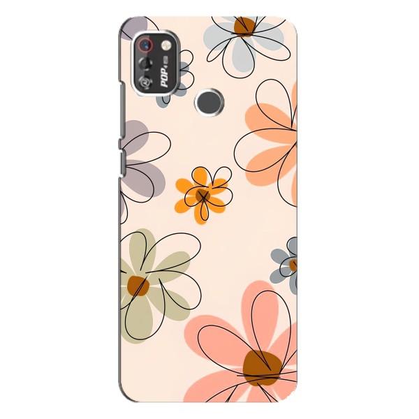 Чехол с цветочным принтом на Техно Поп 4 Про – Разноцветные цветы