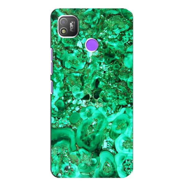 Мраморный чехол на TECNO POP 4 (VPrint) – Салатный Мрамор