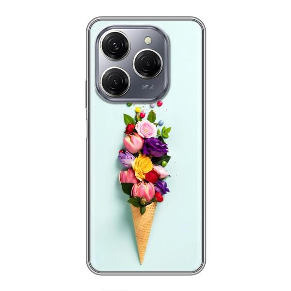 Чохли з тематикою "КВІТИ" на TECNO Spark 20 Pro – Квітка-морозиво
